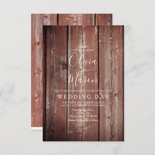 Carte Mariage texturée Rustic Barn Door (Devant / Derrière)