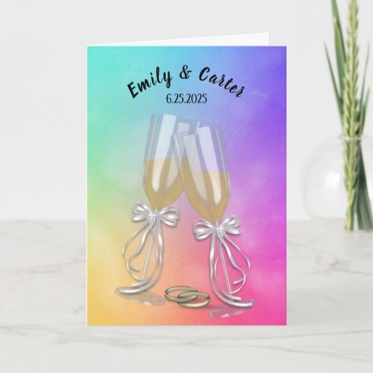 Carte Mariage Toast amd Cercles sur arc-en-ciel (Devant)