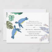 Carte Mariage Tortues Marines Bleu Jaune (Devant)