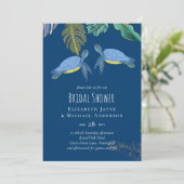 Carte Mariage Tortues Marines Bleu Jaune (Debout devant)
