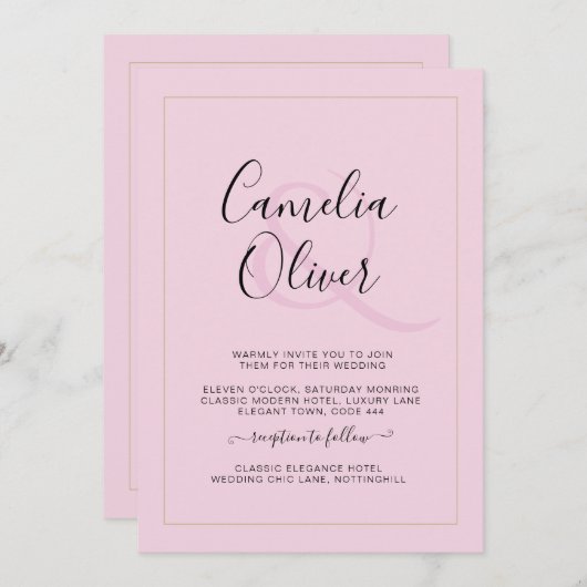 Carte Mariage tout-en-1 moderne monochrome (Devant / Derrière)