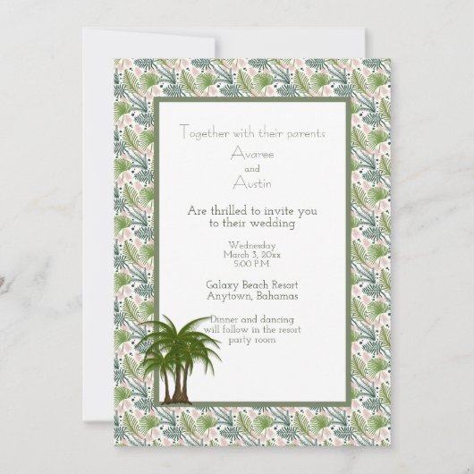 Carte Mariage tropical Feuille Palm Tree (Devant)