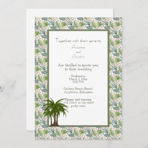 Carte Mariage tropical Feuille Palm Tree