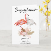 Carte Mariage Tropical Flamingo Bohème Félicitations (Fleur jaune)