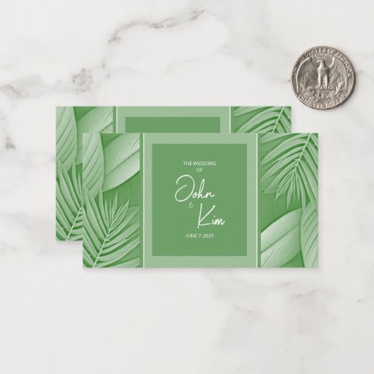 Carte Mariage Tropical Green Theme (Devant/Arrière en situation)