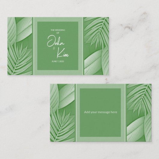 Carte Mariage Tropical Green Theme (Devant / Derrière)