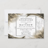 Carte Mariage Tropical Palm Tree Green Marble (Devant)