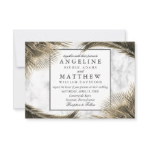 Carte Mariage Tropical Palm Tree Green Marble