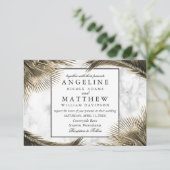 Carte Mariage Tropical Palm Tree Green Marble (Debout devant)