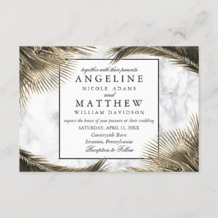Carte Mariage Tropical Palm Tree Green Marble