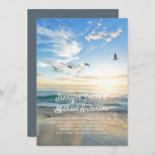 Carte Mariage Tropical sur la Plage à l'Étranger Photo O (Devant / Derrière)