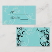 Carte Mariage Turquoise Black Swirl Flourdissante (Devant / Derrière)