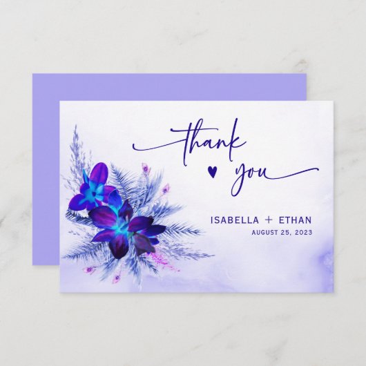 Carte Mariage Turquoise violet (Devant / Derrière)