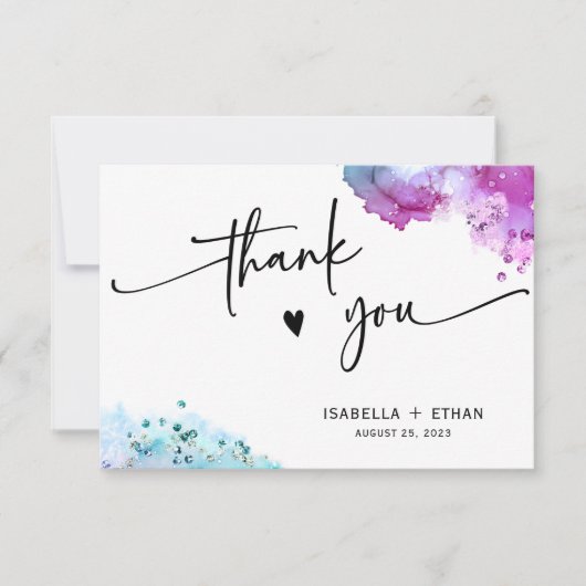 Carte Mariage Turquoise violet (Devant)