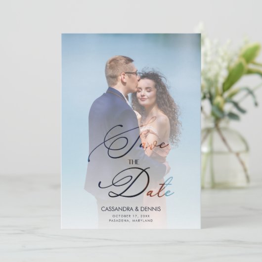 Carte Mariage Vellum Transparence Effet Script photo (Debout devant)
