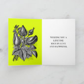 Carte Mariage vert à la chaux de rose noire et blanche (Intérieur)