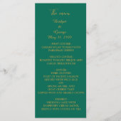 Carte mariage vert émeraude menu & programme (Devant)