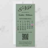 Carte Mariage Vert Sauge | Code QR Calendrier (Devant)