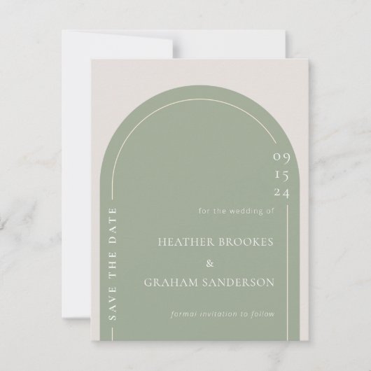 Carte Mariage vert simple et élégant Enregistrer la date (Devant)