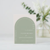 Carte Mariage vert simple et élégant Enregistrer la date (Debout devant)