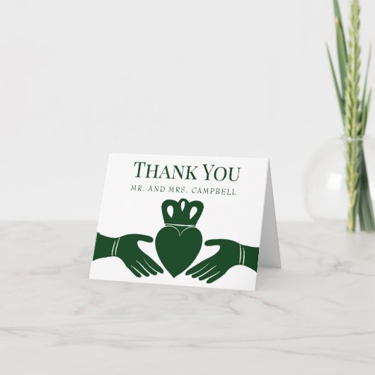 Carte Mariage vert simple et graphique de l'anneau de Cl (Devant)