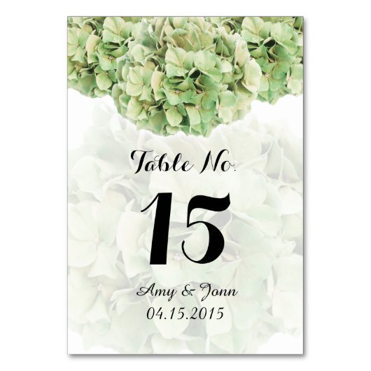 Carte mariage verte hydrangea nombres hydrangea2 (Dos)