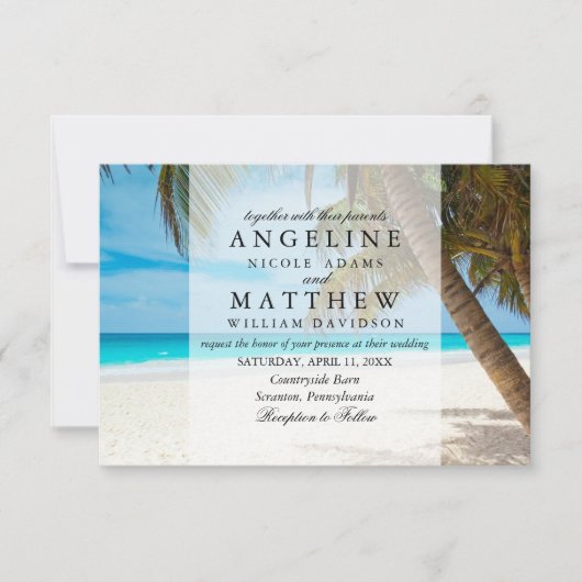 Carte Mariage verte Tropical Palm Tree (Devant)