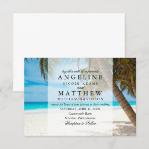 Carte Mariage verte Tropical Palm Tree