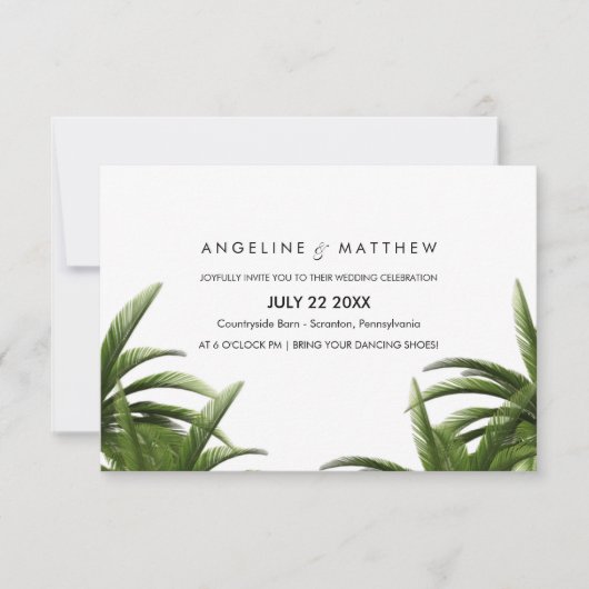 Carte Mariage verte Tropical Palm Tree (Devant)