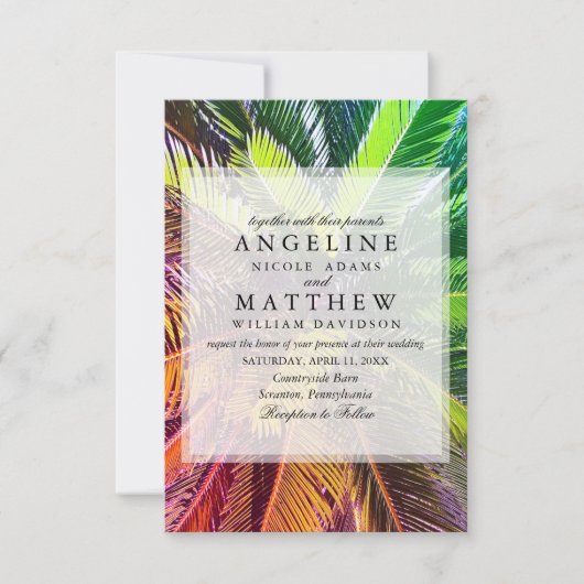 Carte Mariage verte Tropical Palm Tree (Devant)