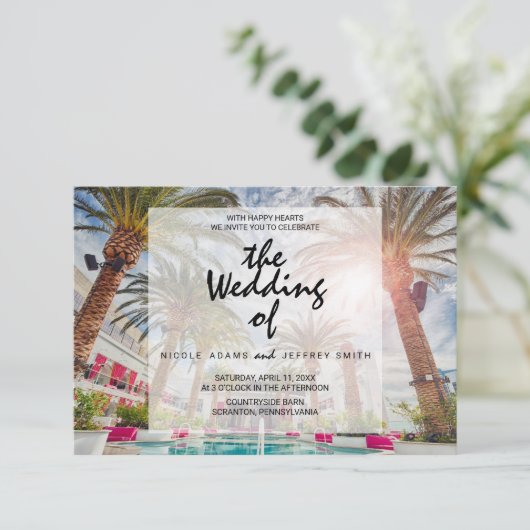 Carte Mariage verte Tropical Palm Tree (Debout devant)