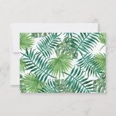 Carte Mariage verte Tropical Palm Tree (Dos)
