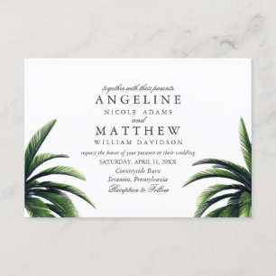 Carte Mariage verte Tropical Palm Tree