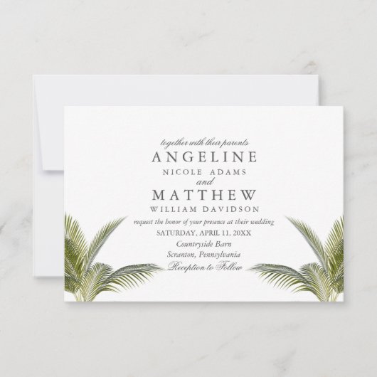 Carte Mariage verte Tropical Palm Tree (Devant)