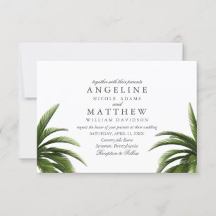 Carte Mariage verte Tropical Palm Tree