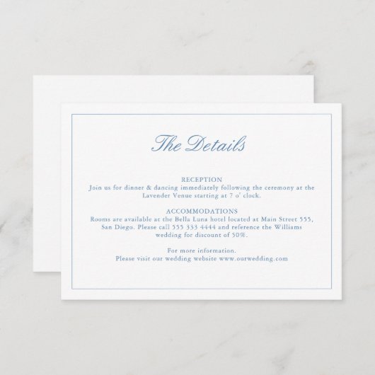 Carte mariage Vibrant Blue Crest Monogram Détails (Devant / Derrière)