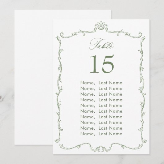 Carte Mariage Victorian Sage Green (Devant / Derrière)
