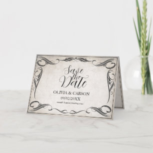 Carte Mariage vintage Art déco noir Enregistrer la date