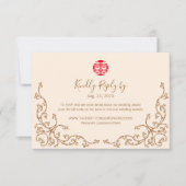 Carte Mariage Vintage de cadre chinois RSVP (Devant)