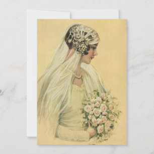 Carte Mariage vintage, Portrait de mariée victorienne
