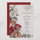 Carte Mariage vintage Red Roses (Devant / Derrière)