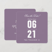 Carte Mariage violet solide Sunset | Enregistrer la date (Devant / Derrière)