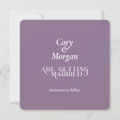 Carte Mariage violet solide Sunset | Enregistrer la date (Dos)