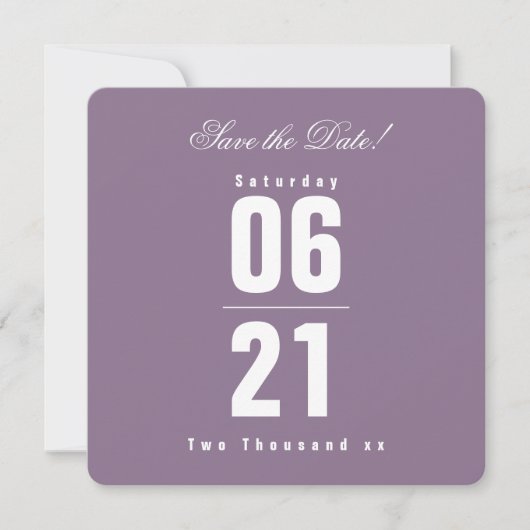 Carte Mariage violet solide Sunset | Enregistrer la date (Devant)