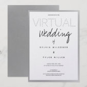 Carte Mariage virtuel blanc Argent noir (Devant / Derrière)