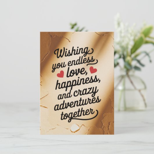 Carte Mariage Vous Souhaitant Un Bonheur D'Amour Sans Fi (Debout devant)