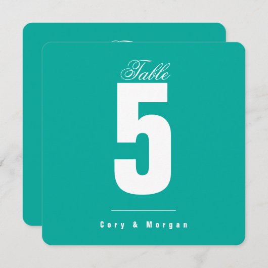 Carte Mariage Waters Edge | Solide |Numéro de table (Devant / Derrière)