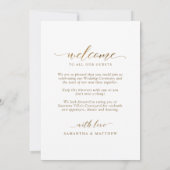 Carte Mariage Welcome and Timeline Card White and Gold (Dos)