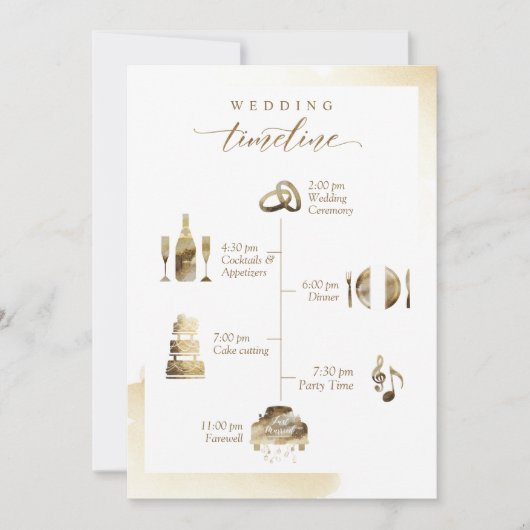 Carte Mariage Welcome Timeline Card Golden Yellow Wash (Devant)