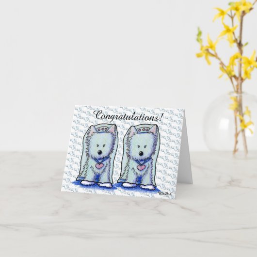 Carte Mariage Westie Bride Duo (Fleur jaune)